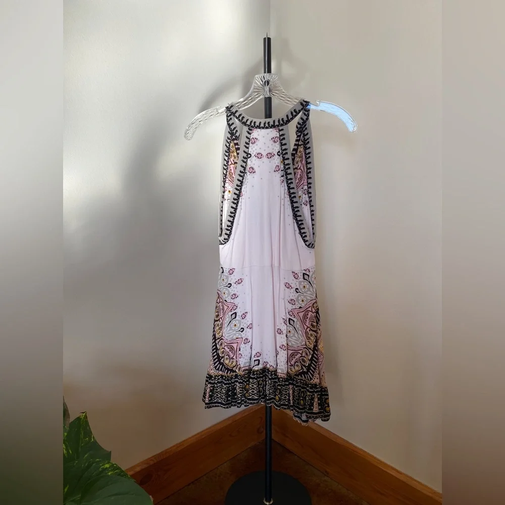 Free People Steal the Sun Pale Pink Print Boho Top or Dress XS - Picture 4 of 12
